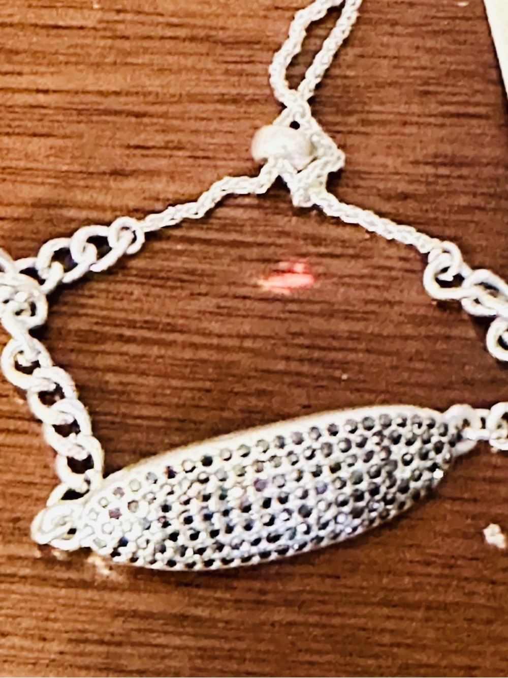 Lucky Brand Silver Pavé Oval Bar Bracelet